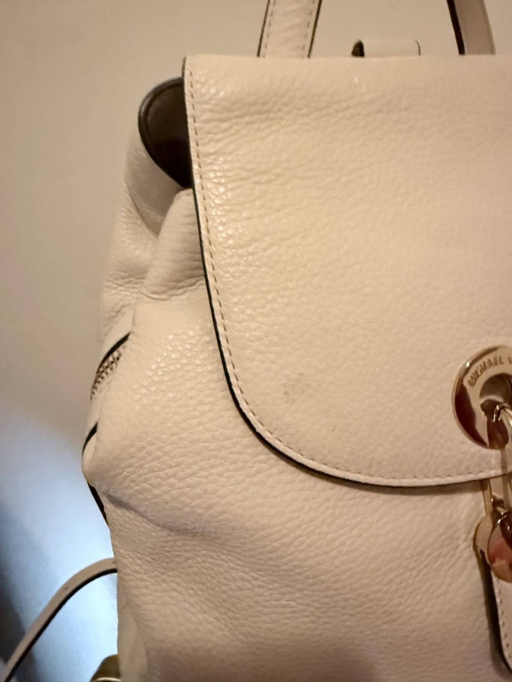 Michael Kors Ivory Pebbled Leather Backpack with Gold Hardware - Picture 2 of 9